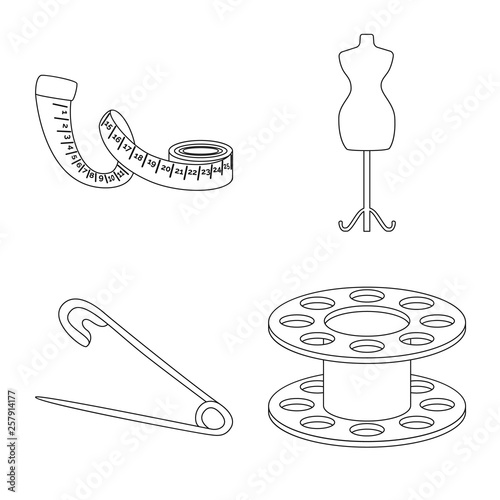 Isolated object of fashion and tailoring icon. Set of fashion and textile stock symbol for web.