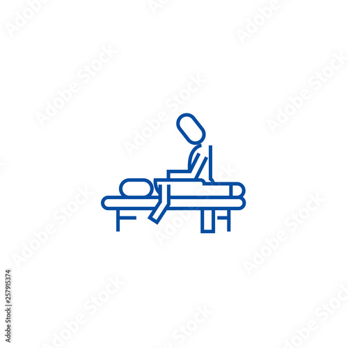 Manual therapy,massage,spa,osteopathy line concept icon. Manual therapy,massage,spa,osteopathy flat  vector website sign, outline symbol, illustration.