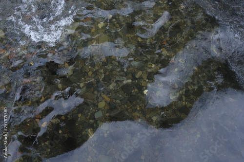 Clear river with flowing water