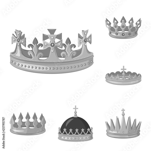 Vector design of jewel and vip logo. Set of jewel and nobility vector icon for stock.