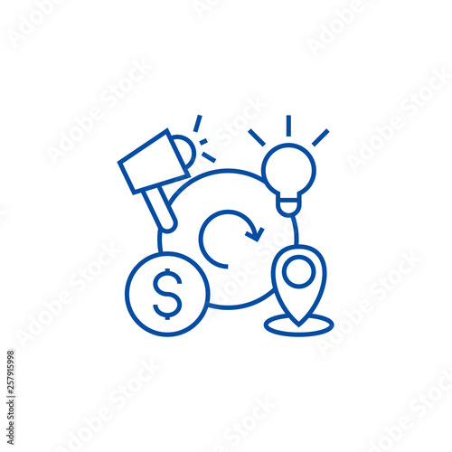 Marketing mix,4p line concept icon. Marketing mix,4p flat  vector website sign, outline symbol, illustration.