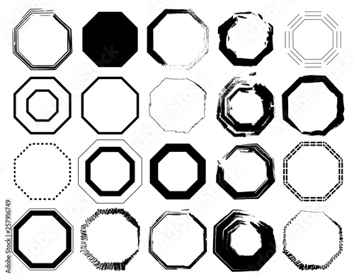 Black and white Octagon Pack 20 in 1. Vector illustration photo