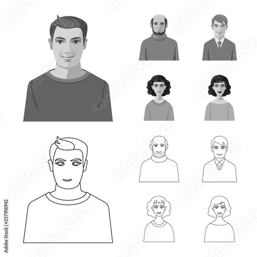 Vector illustration of hairstyle and profession  symbol. Collection of hairstyle and character  stock vector illustration.