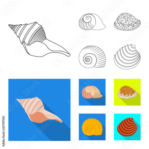 Isolated object of animal and decoration sign. Set of animal and ocean stock symbol for web.