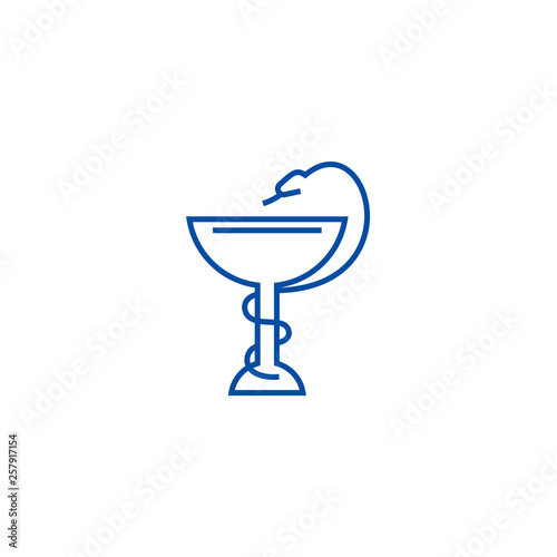 Medicine snake sign line concept icon. Medicine snake sign flat  vector website sign, outline symbol, illustration.