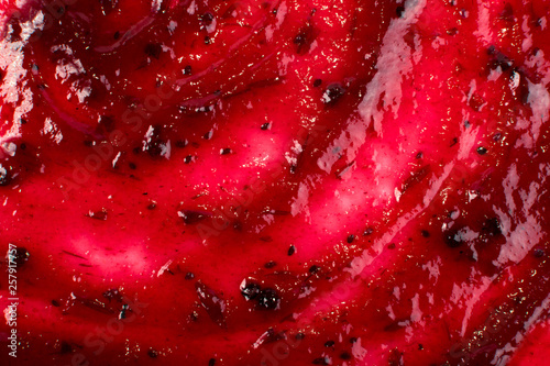 Dark Red Berry Jam Spreaded on Flat Background or