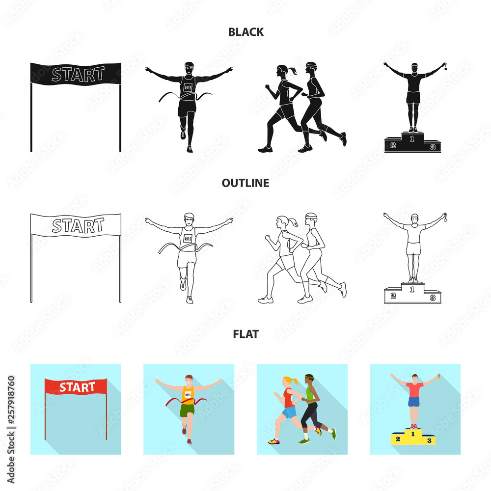 Vector illustration of sport  and winner symbol. Collection of sport  and fitness  stock symbol for web.