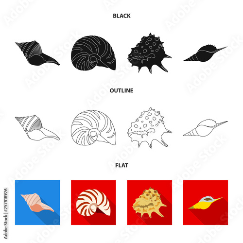 Vector design of animal and decoration sign. Set of animal and ocean stock vector illustration.
