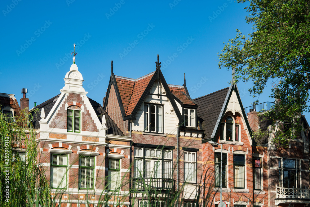 detail of Dutch houses in Alkmaar, The Netherlands
