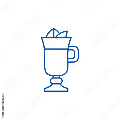 Mulled wine line concept icon. Mulled wine flat  vector website sign, outline symbol, illustration.