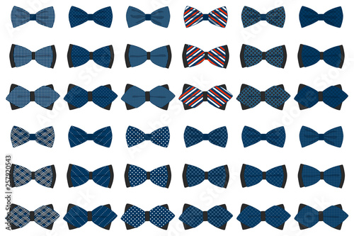 Illustration on theme big set ties different types, bowties various size