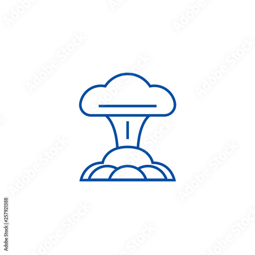 Nuclear explosion line concept icon. Nuclear explosion flat  vector website sign, outline symbol, illustration.