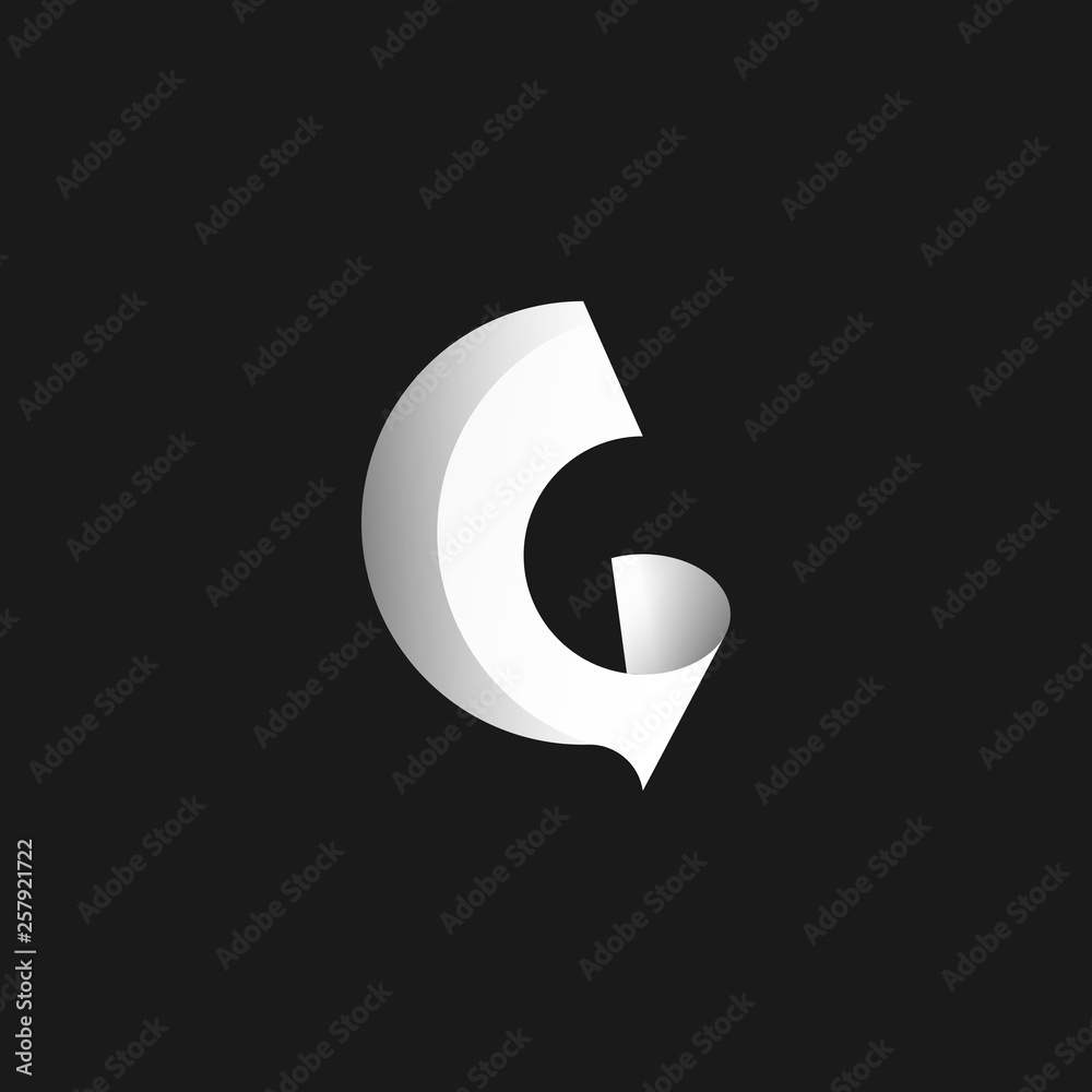 Letter G with paper concept Letter G with paper concept