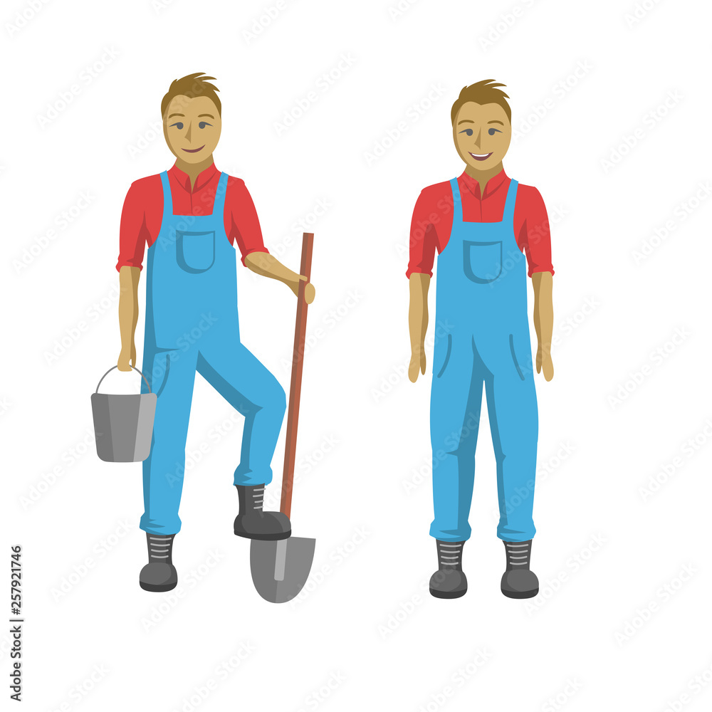 Farmer illustration set of two. Man in different poses