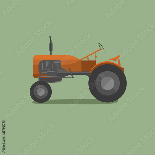 Vintage american tractor vector illustration. Retro agricultural machine.
