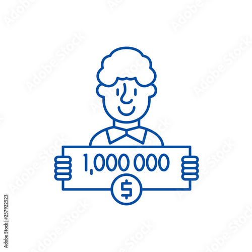 One million dollars line concept icon. One million dollars flat  vector website sign, outline symbol, illustration.
