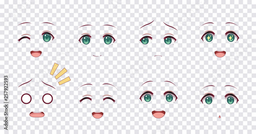 Plakat Emocje zielone oczy anime manga dziewcząt