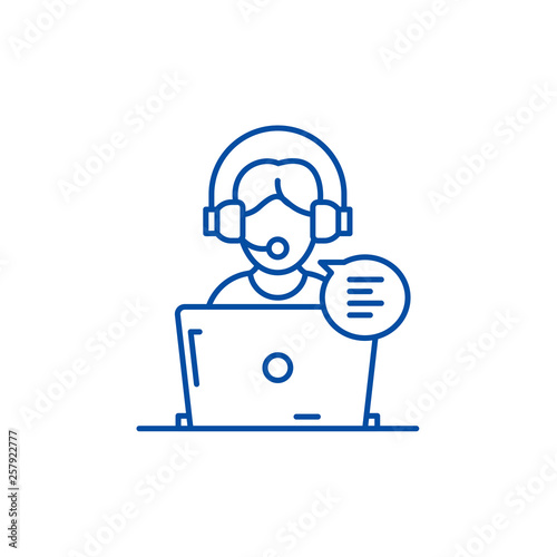 Online counseling line concept icon. Online counseling flat  vector website sign, outline symbol, illustration.