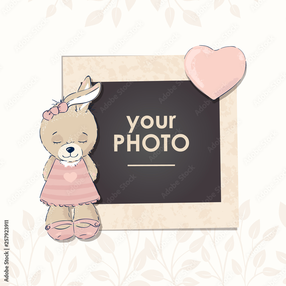 Design photo frame on nice background. Decorative template for baby, family or memories. Scrapbook concept, vector illustration. Birthday. Design photo frame on nice background. Decorative template for baby, family or memories. Scrapbook concept, vector illustration. Birthday.