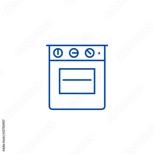 Oven line concept icon. Oven flat  vector website sign, outline symbol, illustration.