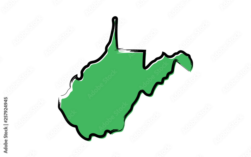 Stylized green sketch map of West Virginia