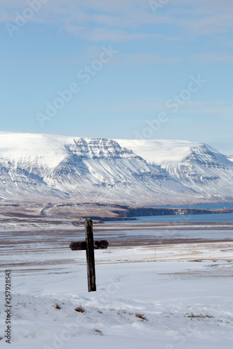 Icelandic landscape in the snow and ice 