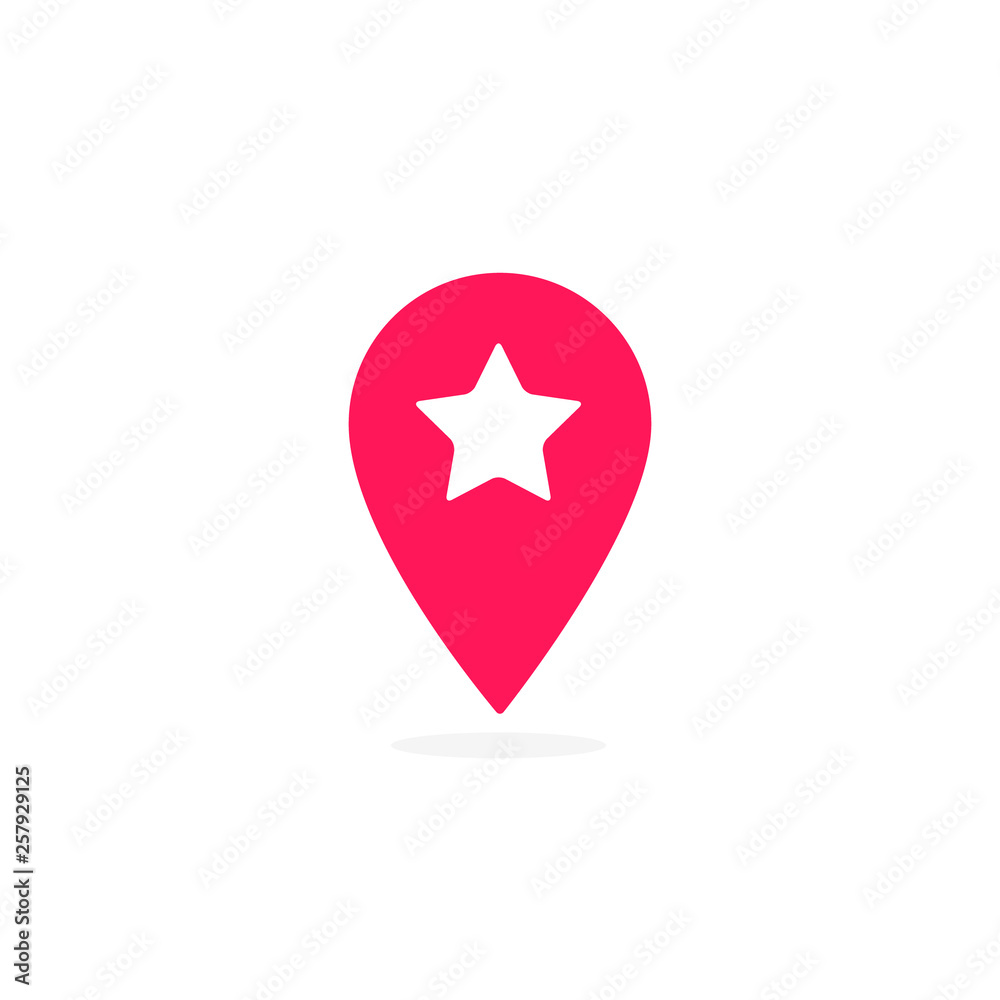 Map pointer with star icon, vector isolated simple illustration Map pointer with star icon, vector isolated simple illustration