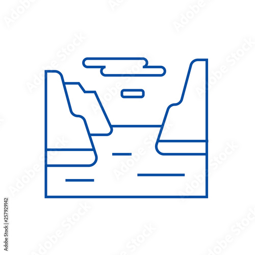 Fjord  line concept icon. Fjord  flat  vector website sign, outline symbol, illustration.
