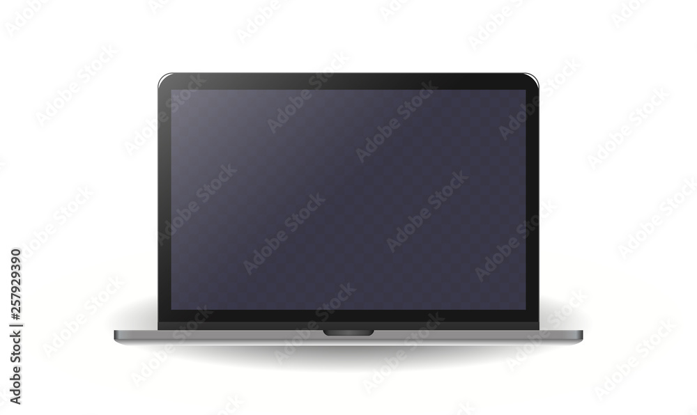 Realistic modern silver metal notebook isolated on white background. Digital blue display mockup template. Vector illustration Realistic modern silver metal notebook isolated on white background. Digital blue display mockup template. Vector illustration