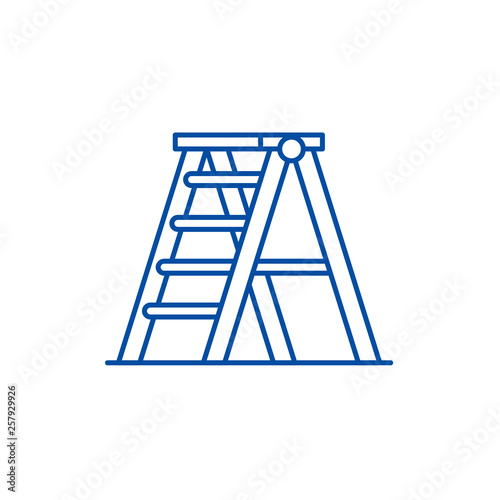 Folding ladder line concept icon. Folding ladder flat  vector website sign, outline symbol, illustration.