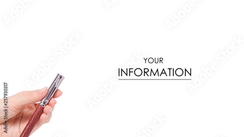 A pen in hand signature business pattern on white background isolation