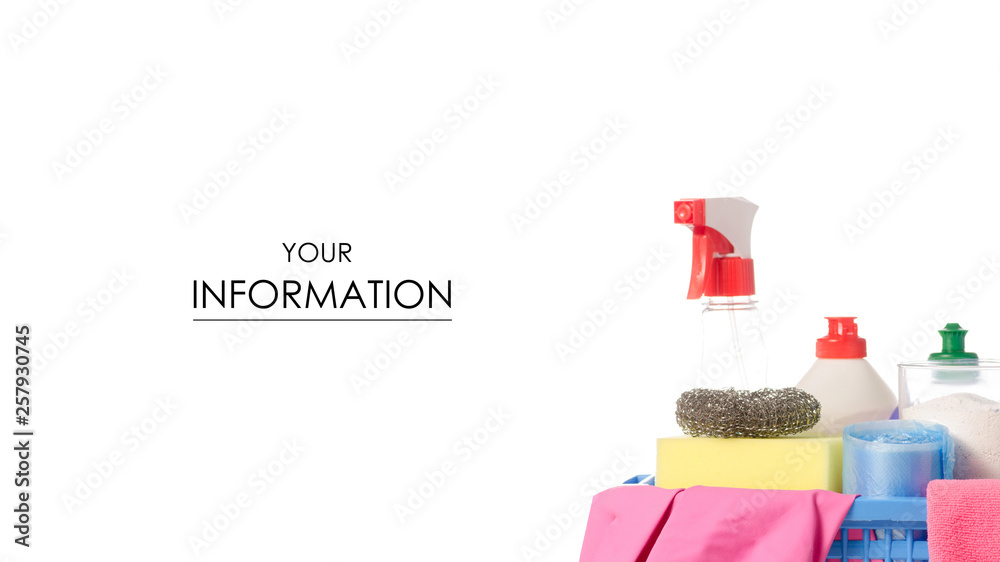A set of cleaner for cleaning pattern on a white background isolation A set of cleaner for cleaning pattern on a white background isolation
