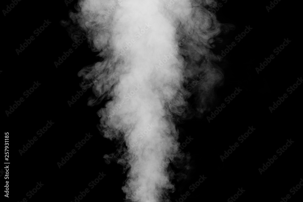 Curls or a column of smoke rising from something unseen against a black background. Curls or a column of smoke rising from something unseen against a black background.