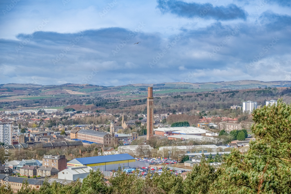 City of Dundee with Cox's Stack Chimney Scotland