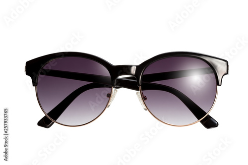 Stylish women's sunglasses on a white background. Front view. 