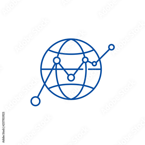 Global growth line concept icon. Global growth flat  vector website sign, outline symbol, illustration.