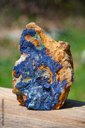 Close up of azurite vein crust photo