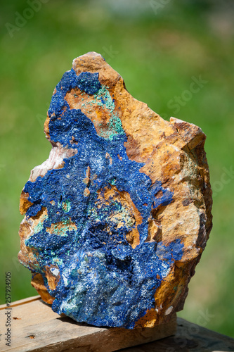 Close up of azurite vein crust photo