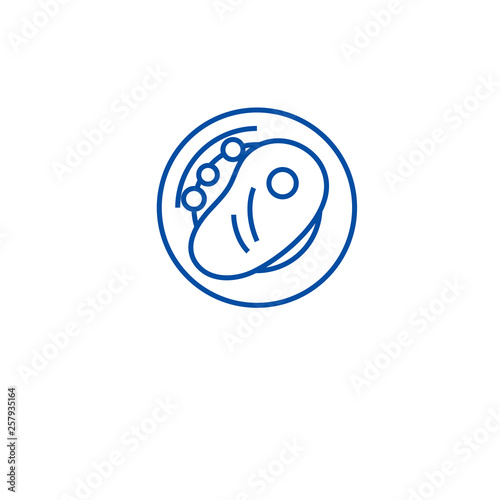 Grilled meat with vegetables line concept icon. Grilled meat with vegetables flat  vector website sign, outline symbol, illustration.