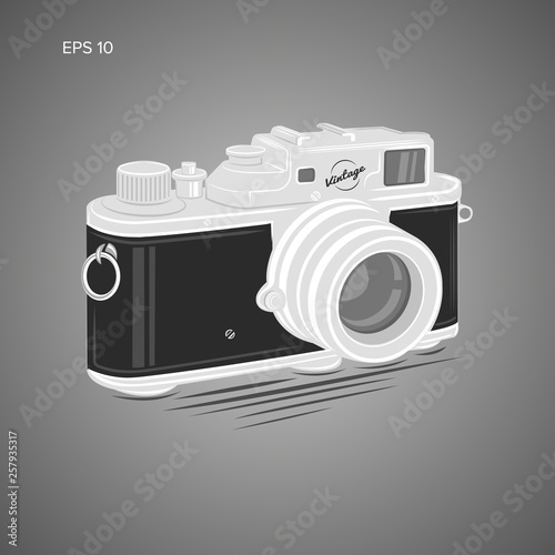 Vintage camera vector illustration. Retro photo equipment