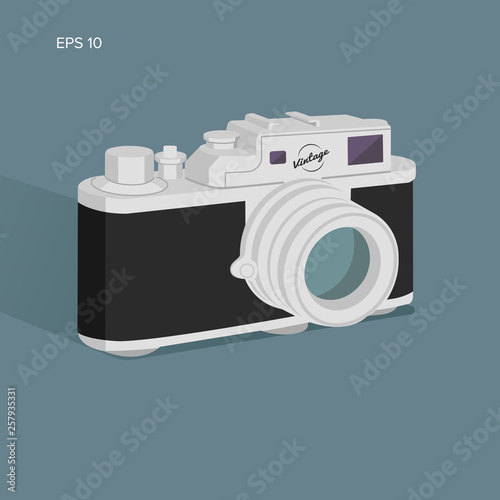 Vintage camera vector illustration. Retro photo equipment
