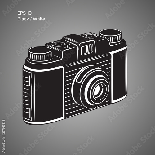 Vintage camera vector illustration. Retro photo equipment icon
