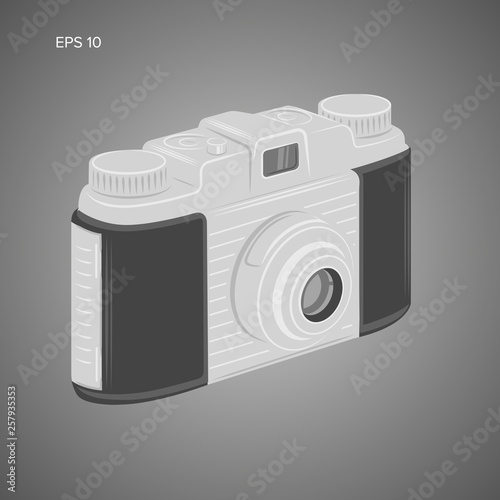 Vintage camera vector illustration. Retro photo equipment icon
