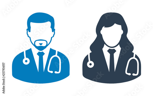 Male and Female Doctor Icon. Falt syle vector vector eps