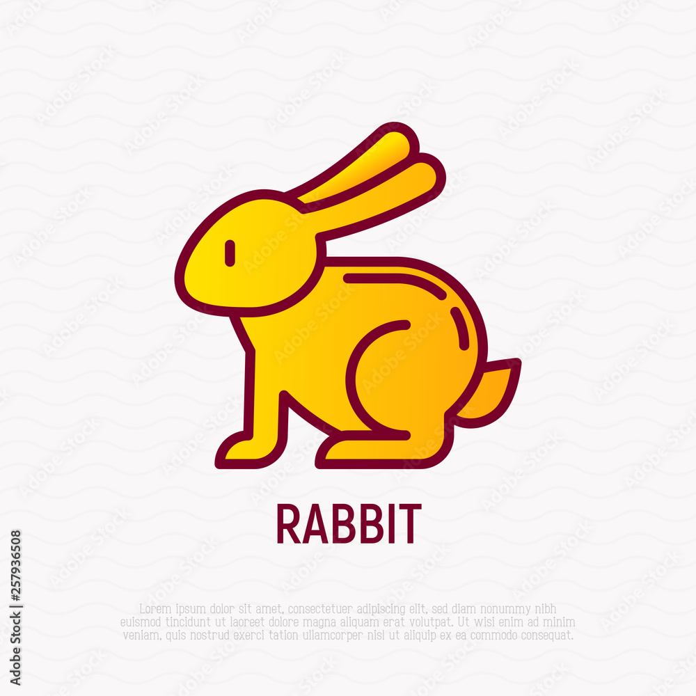Cartoon rabbit thin line icon. Modern vector illustration for Chinese horoscope. Cartoon rabbit thin line icon. Modern vector illustration for Chinese horoscope.