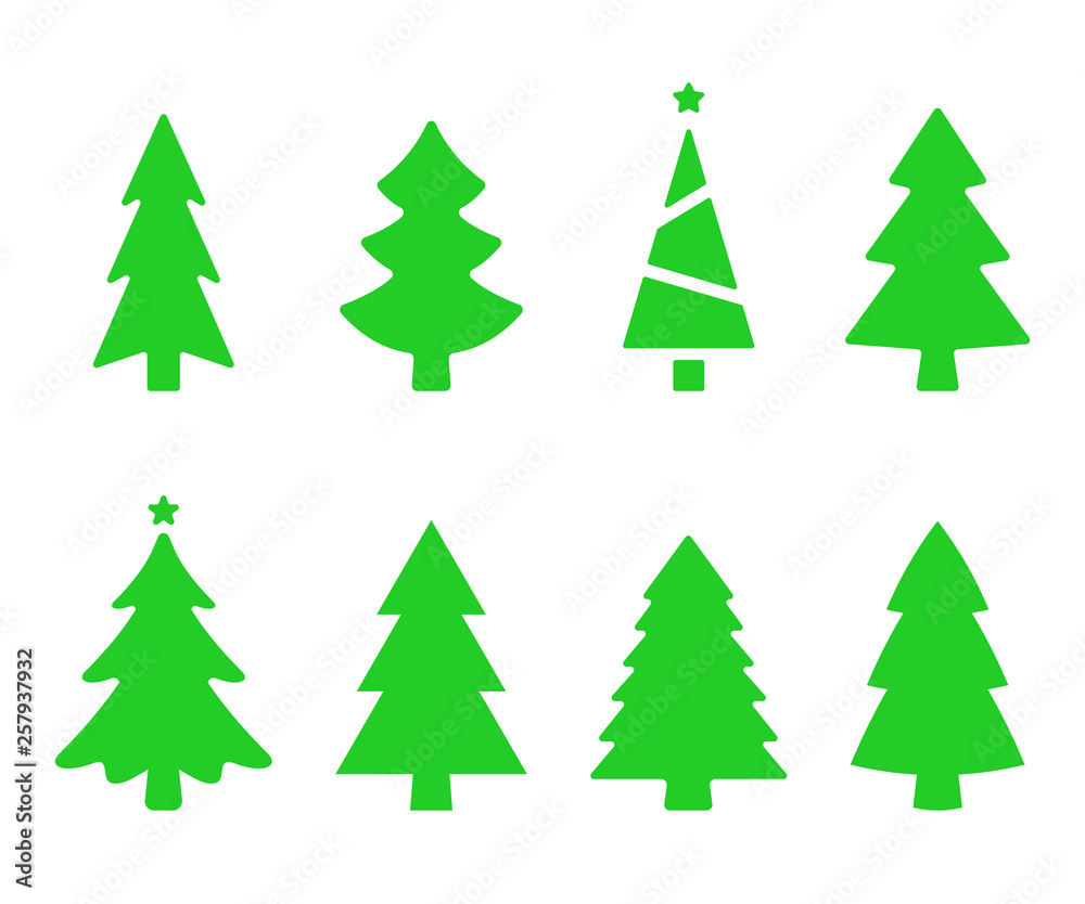 Vector collection of christmas trees. Christmas tree silhouettes. Fir tree simple vector illustration isolated Vector collection of christmas trees. Christmas tree silhouettes. Fir tree simple vector illustration isolated