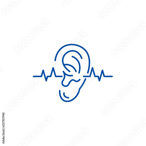 Hearing test line concept icon. Hearing test flat  vector website sign, outline symbol, illustration.