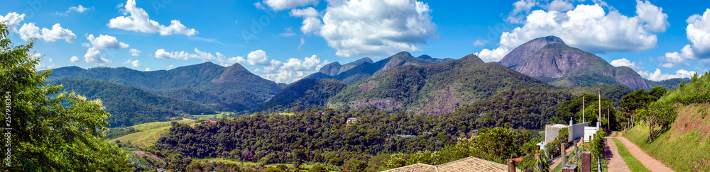 Mountains with rock walls and dense forest in the region of Itaipava, Rio de Janeiro Mountains with rock walls and dense forest in the region of Itaipava, Rio de Janeiro