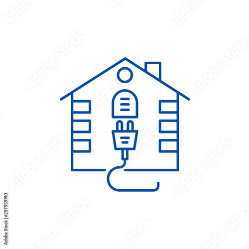 House electrical system line concept icon. House electrical system flat  vector website sign, outline symbol, illustration.