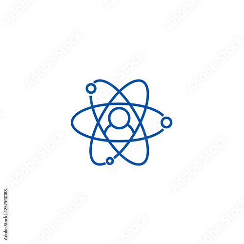 Hr,human resources,molecular avatar line concept icon. Hr,human resources,molecular avatar flat  vector website sign, outline symbol, illustration.